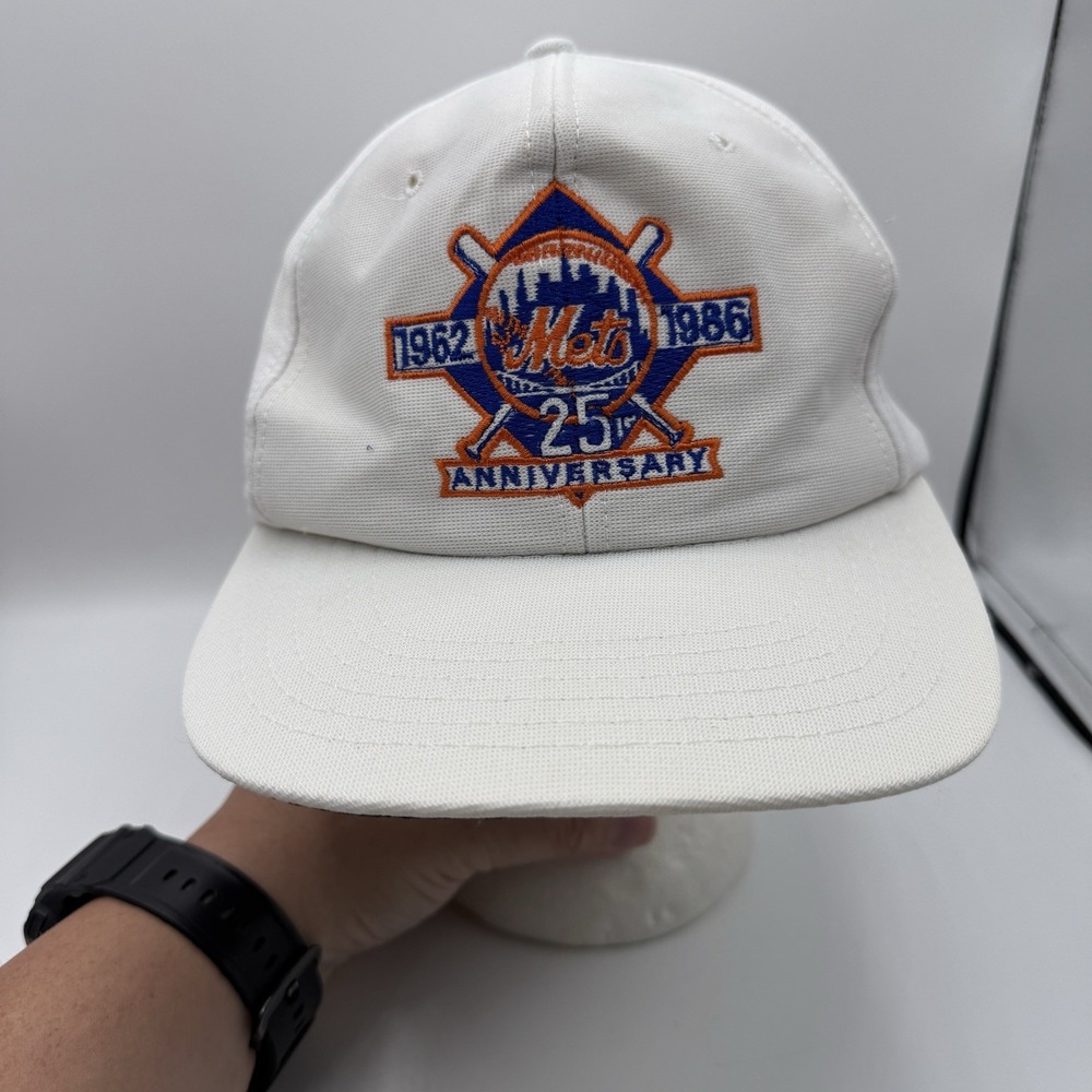 New York Mets Hat 25th Anniversary 1986 White Cap Adjustable MLB Snapback
